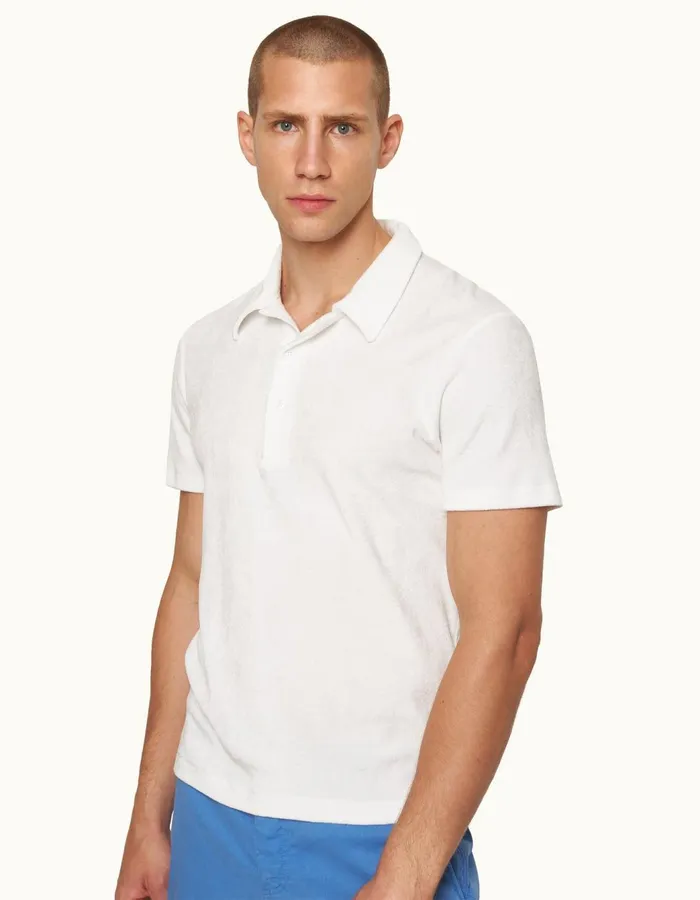 Men Orlebar Brown Polo Shirts Walcott Velvet White