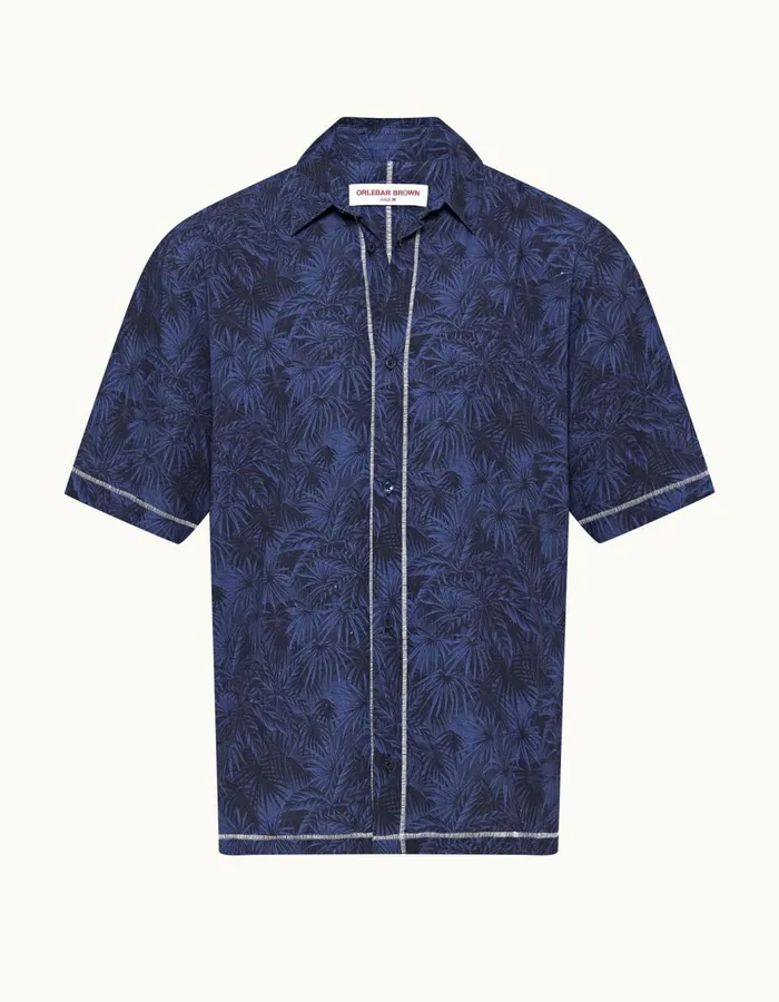 Men Orlebar Brown Shirts Fielder Midnight Navy