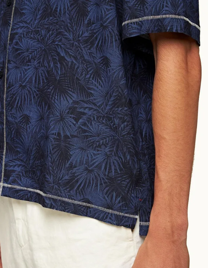 Men Orlebar Brown Shirts Fielder Midnight Navy