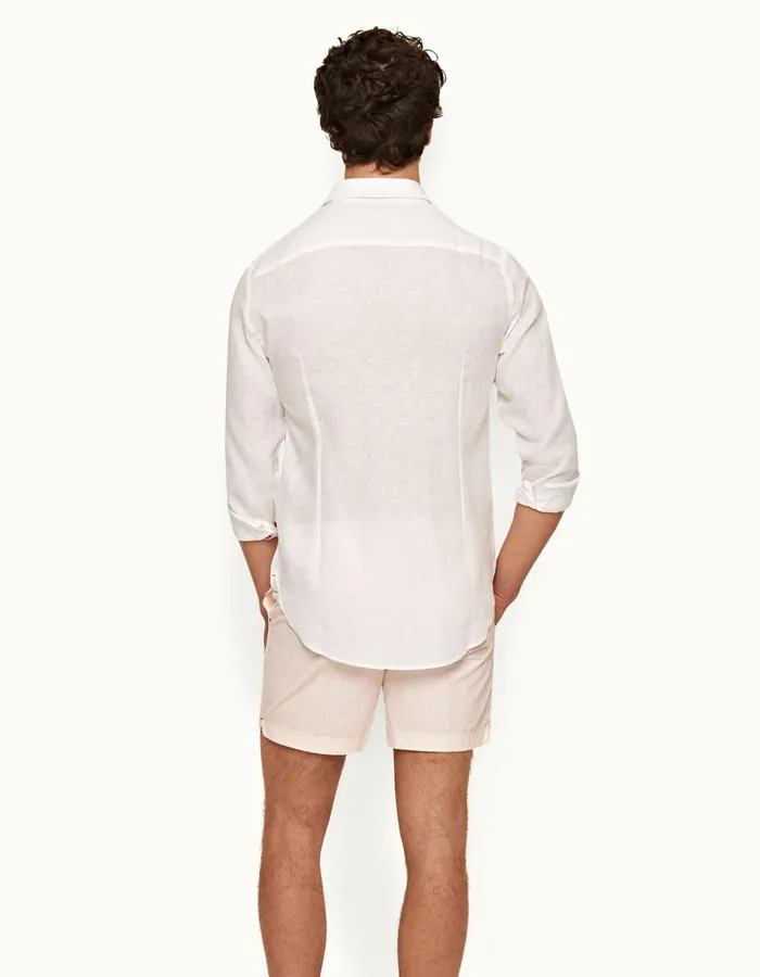 Men Orlebar Brown Shirts Giles Linen Matchstickwhite
