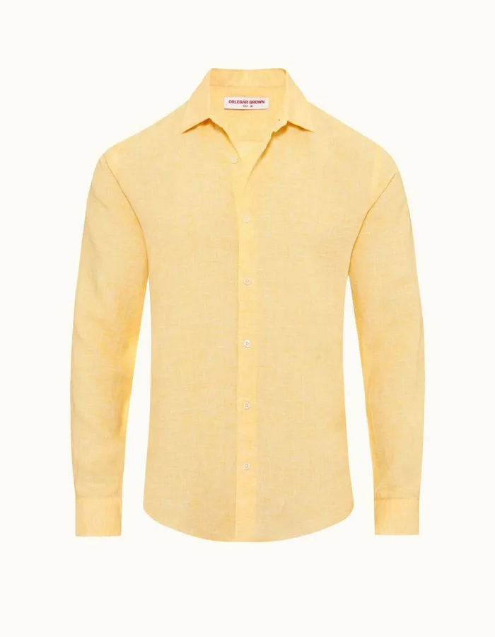 Men Orlebar Brown Shirts Giles Linen Toucanwhite