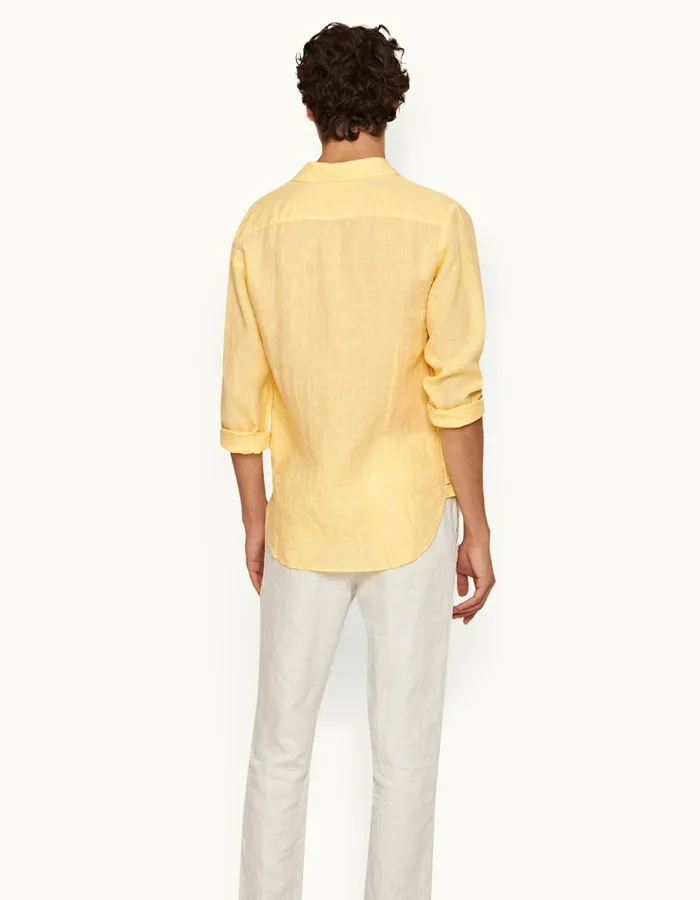 Men Orlebar Brown Shirts Giles Linen Toucanwhite