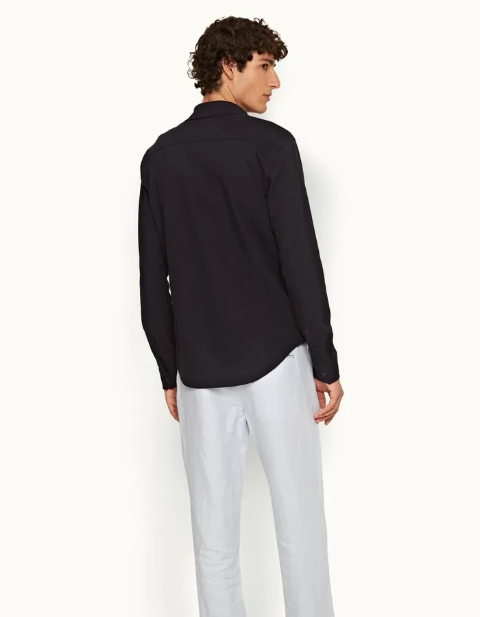 Men Orlebar Brown Shirts Giles Pique Night Iris