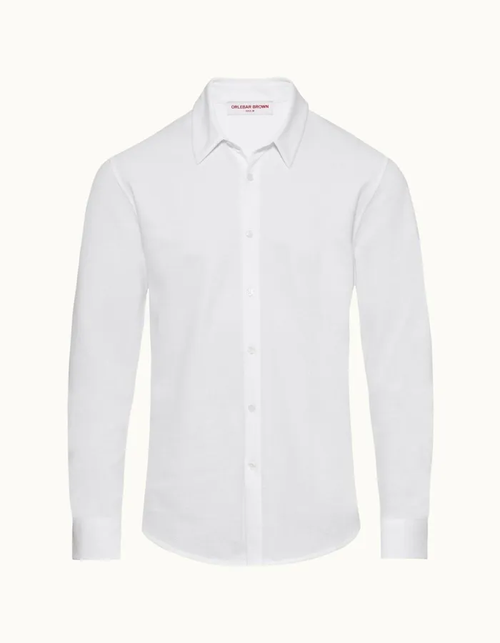 Men Orlebar Brown Shirts Giles Pique White