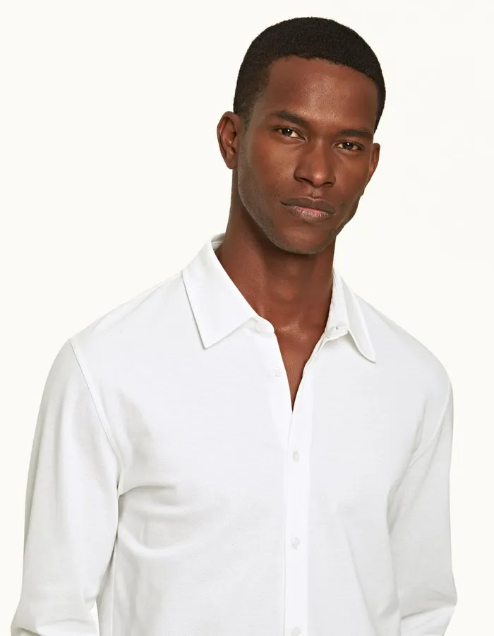 Men Orlebar Brown Shirts Giles Pique White