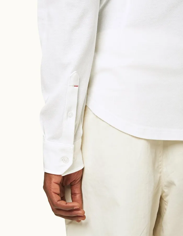 Men Orlebar Brown Shirts Giles Pique White