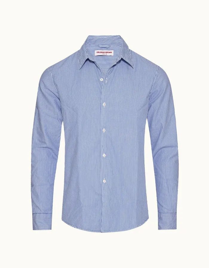 Men Orlebar Brown Shirts Giles Signal Bluewhite