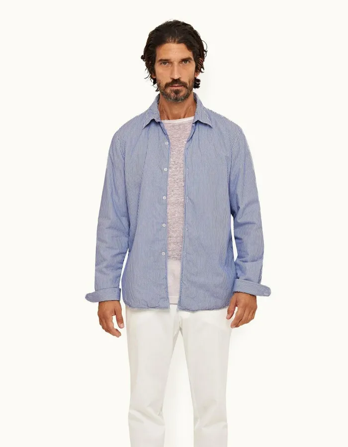 Men Orlebar Brown Shirts Giles Signal Bluewhite
