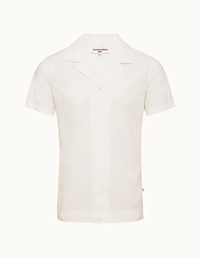 Men Orlebar Brown Shirts Golden Gun Shirt Ivory