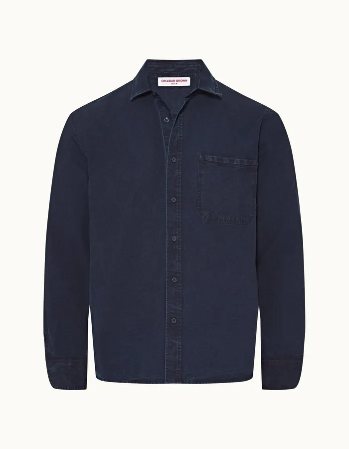 Men Orlebar Brown Shirts Grasmoor Denim Indigo