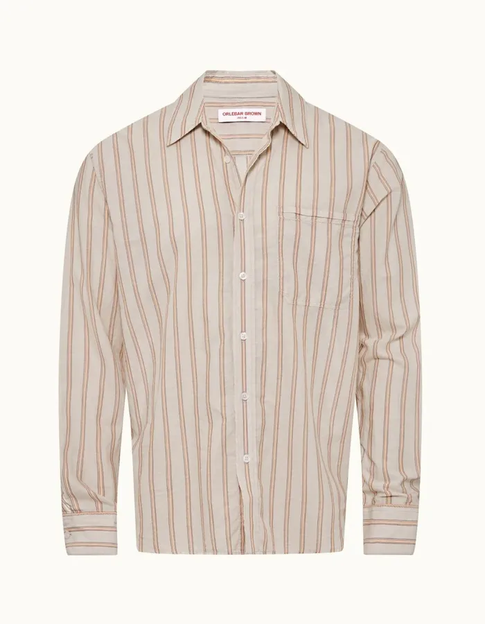 Men Orlebar Brown Shirts Grasmoor Sandbarwhite