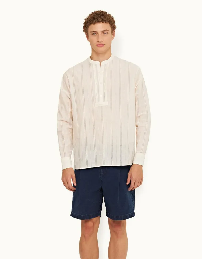 Men Orlebar Brown Shirts Hemlock White