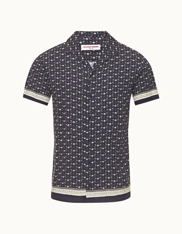 Men Orlebar Brown Shirts Hibbert Dark Sapphiresea Mist