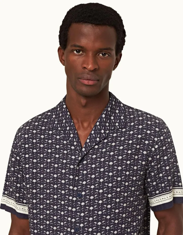 Men Orlebar Brown Shirts Hibbert Dark Sapphiresea Mist
