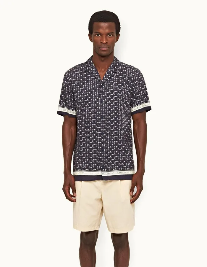 Men Orlebar Brown Shirts Hibbert Dark Sapphiresea Mist