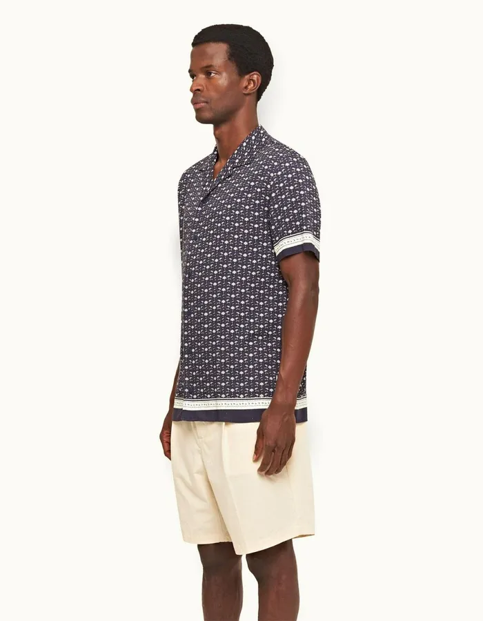 Men Orlebar Brown Shirts Hibbert Dark Sapphiresea Mist