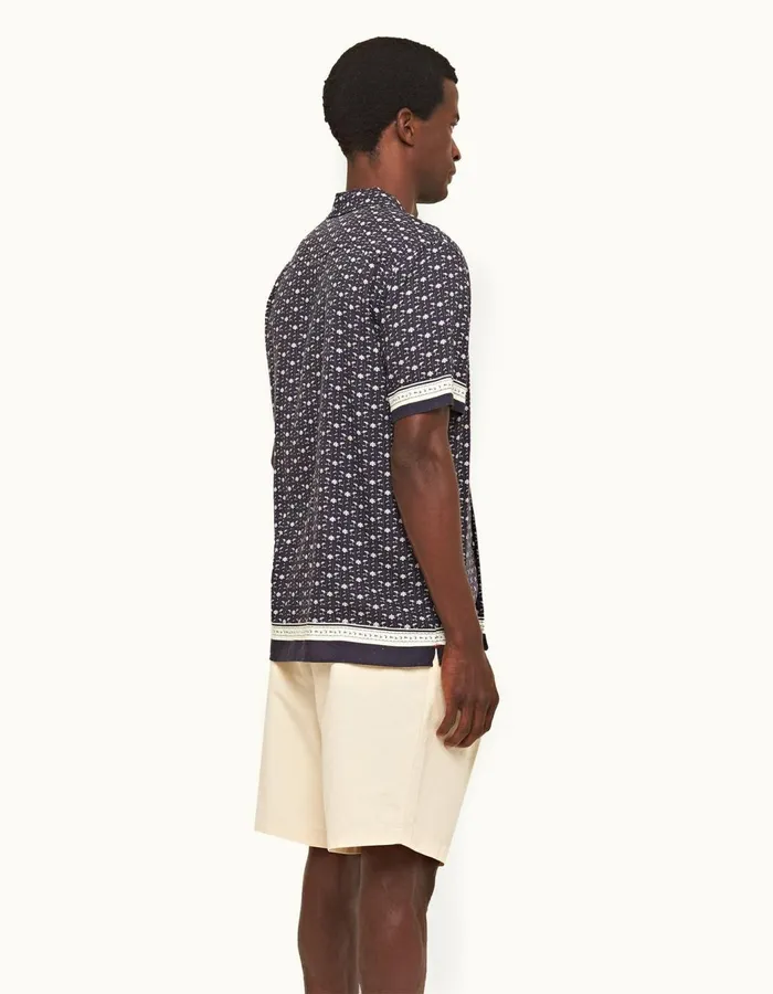 Men Orlebar Brown Shirts Hibbert Dark Sapphiresea Mist