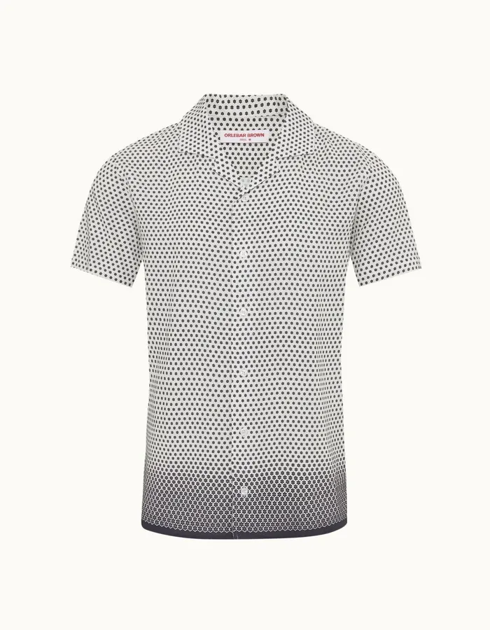Men Orlebar Brown Shirts Hibbert Whitenight Iris