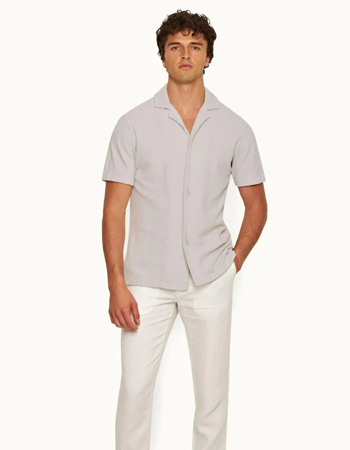 Men Orlebar Brown Shirts Howell Towelling Cinder