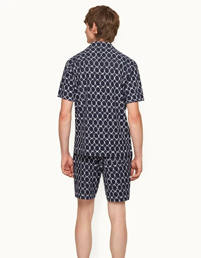 Men Orlebar Brown Shirts Howell Towelling Midnight Navy