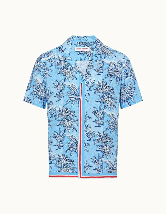 Men Orlebar Brown Shirts Maitan Bright Wish Blue