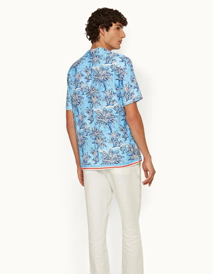 Men Orlebar Brown Shirts Maitan Bright Wish Blue