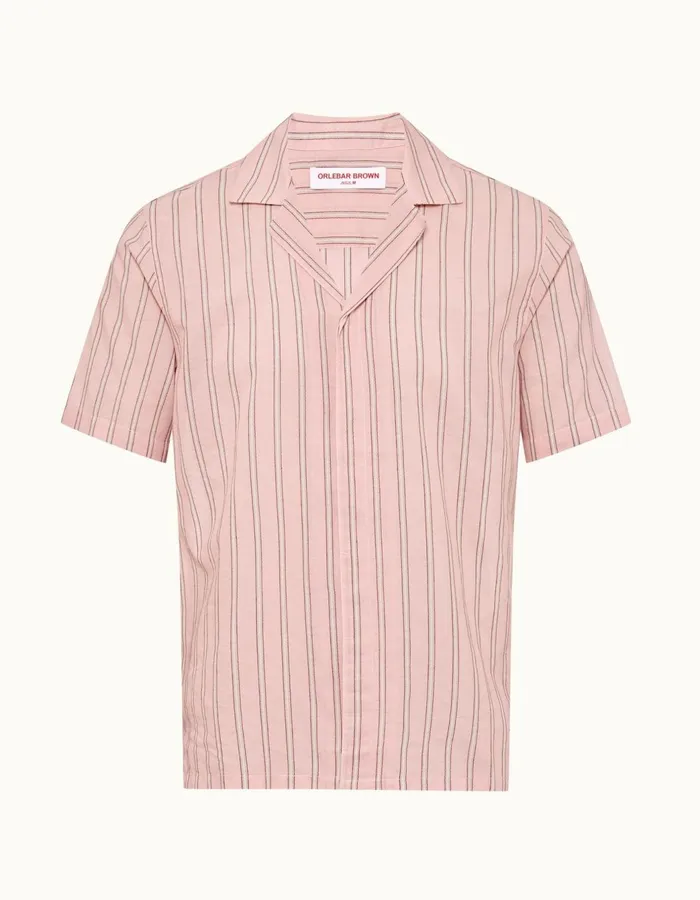 Men Orlebar Brown Shirts Maitan Rosewhite