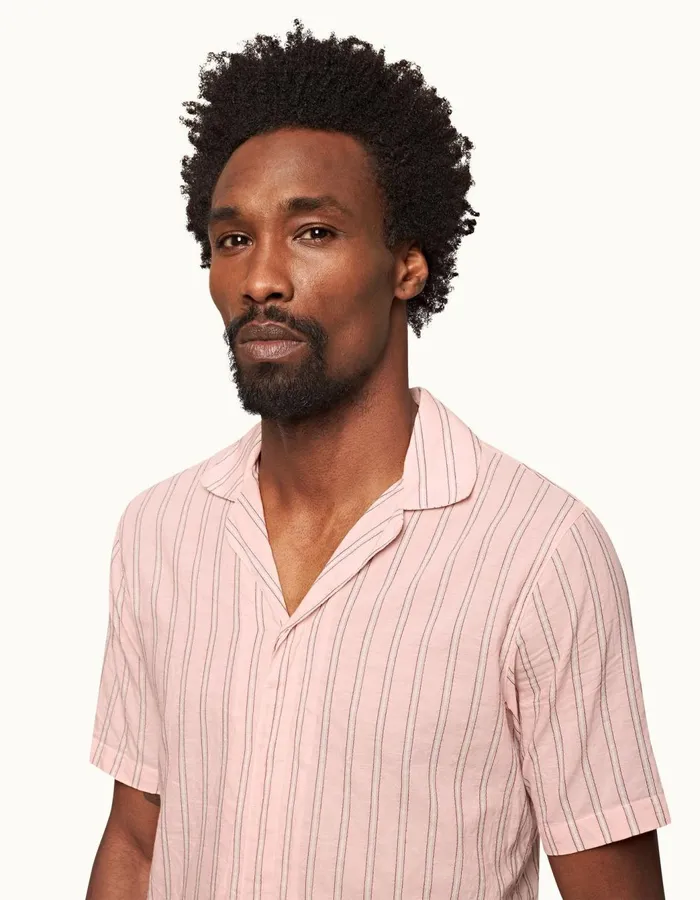 Men Orlebar Brown Shirts Maitan Rosewhite
