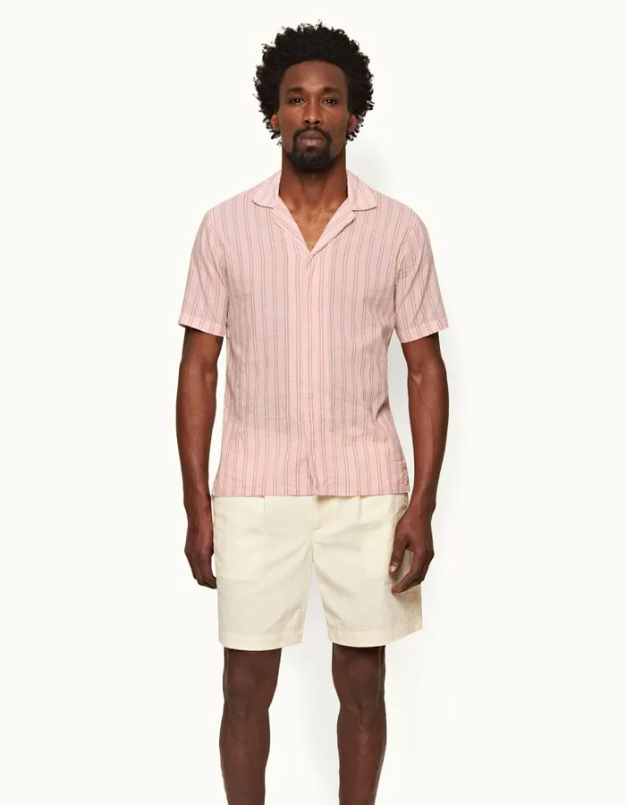 Men Orlebar Brown Shirts Maitan Rosewhite