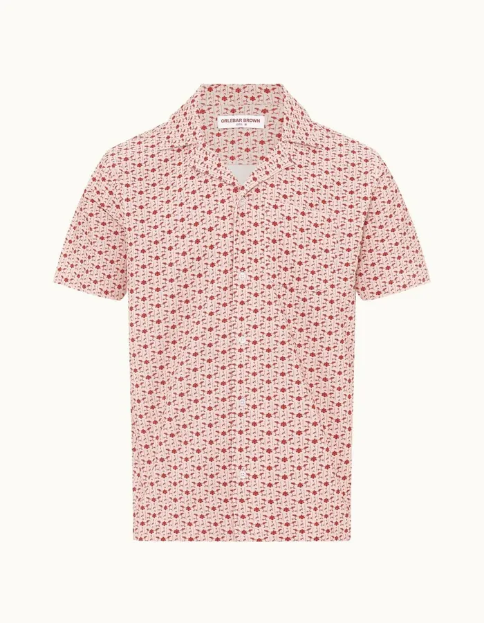 Men Orlebar Brown Shirts Marne Cord Sea Mistvermillion