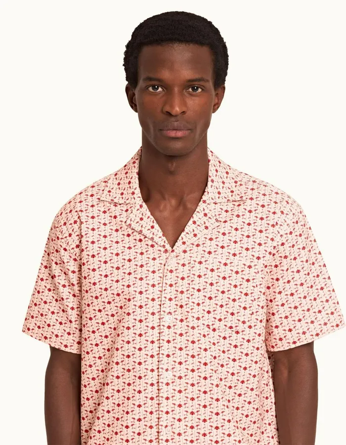 Men Orlebar Brown Shirts Marne Cord Sea Mistvermillion