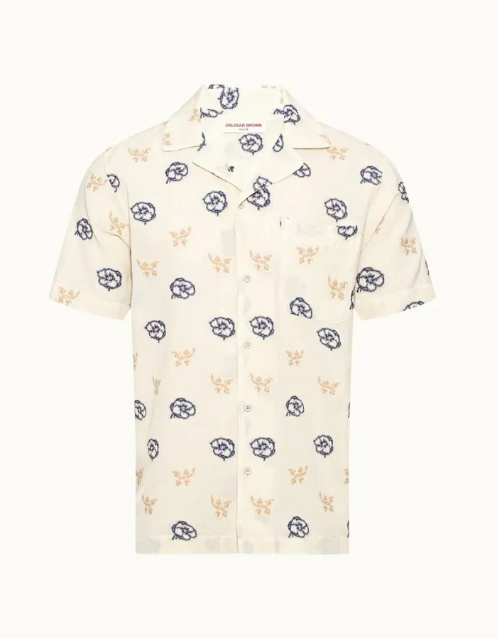 Men Orlebar Brown Shirts Marne White Sand