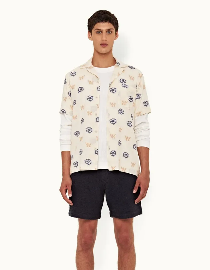 Men Orlebar Brown Shirts Marne White Sand
