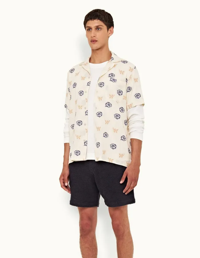 Men Orlebar Brown Shirts Marne White Sand