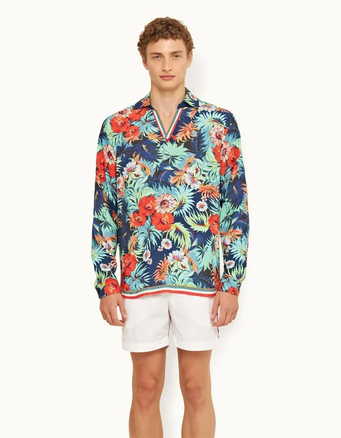 Men Orlebar Brown Shirts Ridley Linen Multicolour
