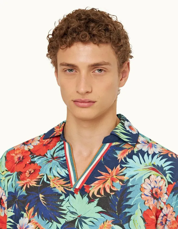 Men Orlebar Brown Shirts Ridley Linen Multicolour