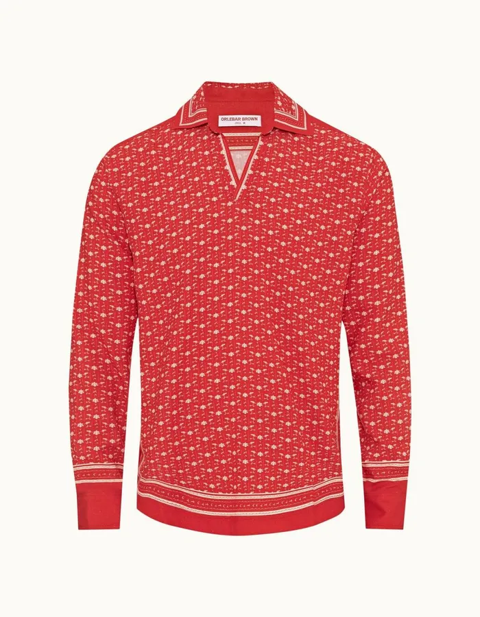 Men Orlebar Brown Shirts Ridley Vermillionsea Mist