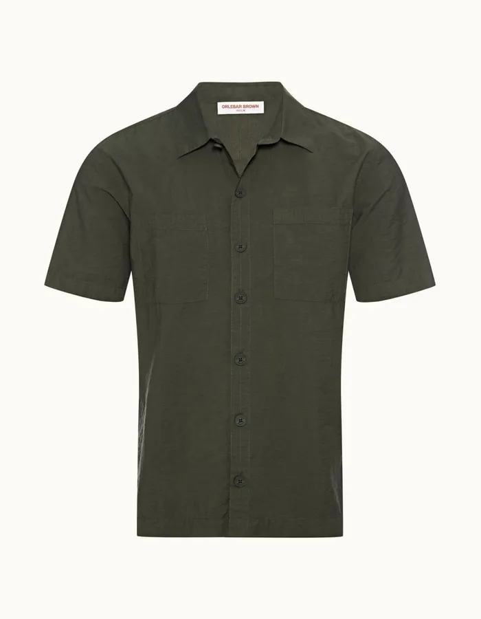 Men Orlebar Brown Shirts Riggs Forest Night