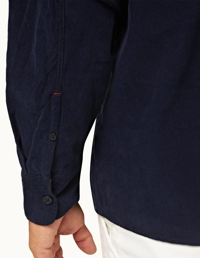 Men Orlebar Brown Shirts Shanklin Cord Midnight Navy