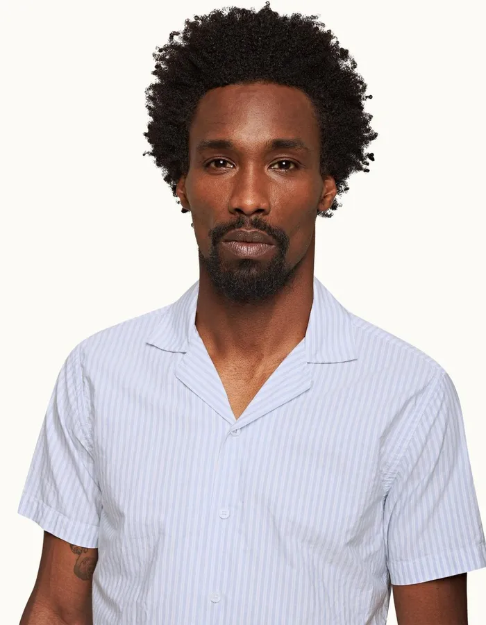 Men Orlebar Brown Shirts Travis Light Island Skywhite