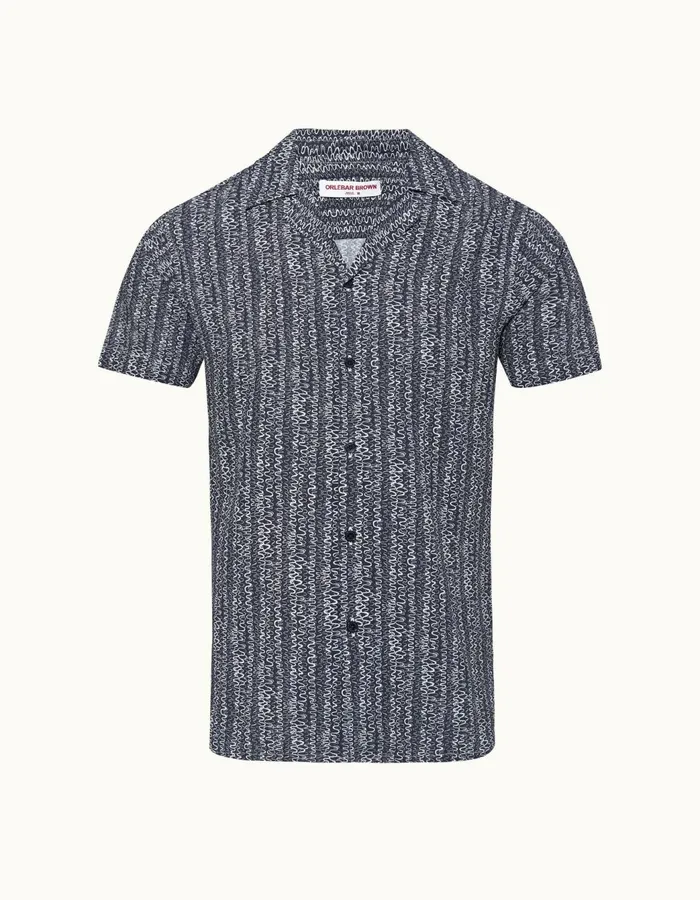 Men Orlebar Brown Shirts Travis Midnight Navy