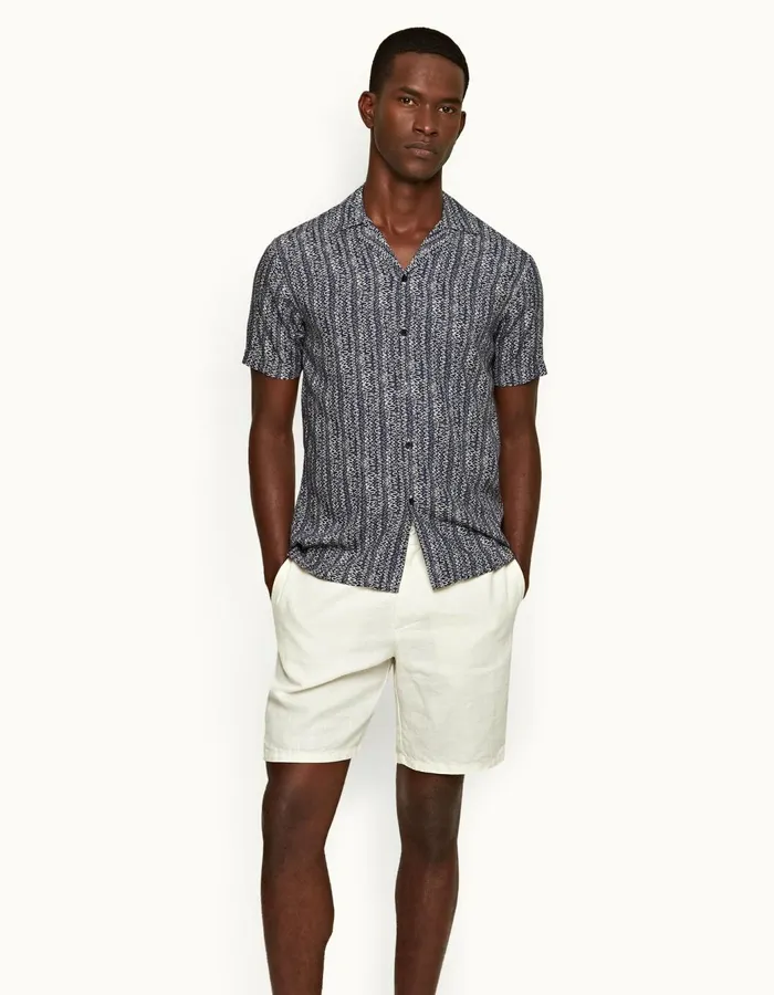 Men Orlebar Brown Shirts Travis Midnight Navy
