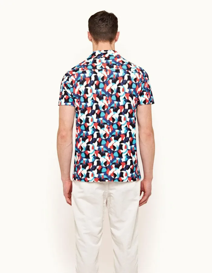 Men Orlebar Brown Shirts Travis Towelling Summer Redhorizon Blue
