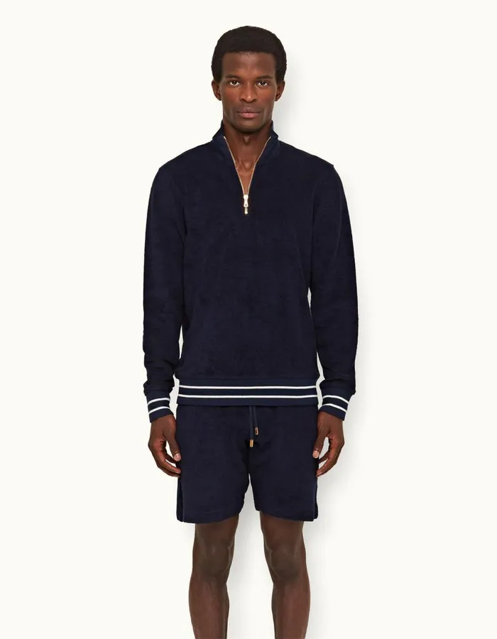 Men Orlebar Brown Sweats Afador Towelling Navy