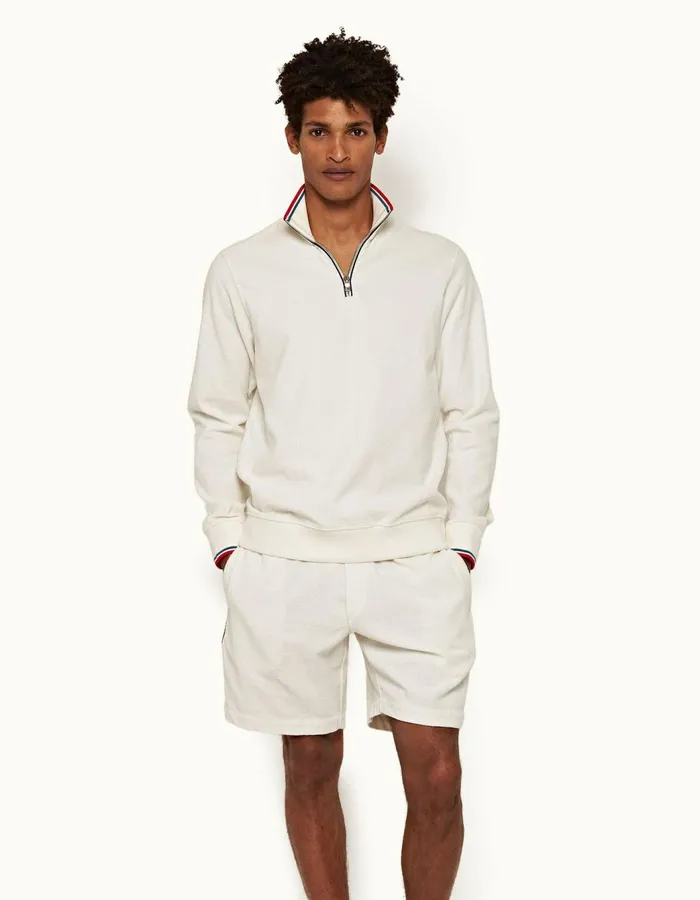 Men Orlebar Brown Sweats Afador Towelling White Sand