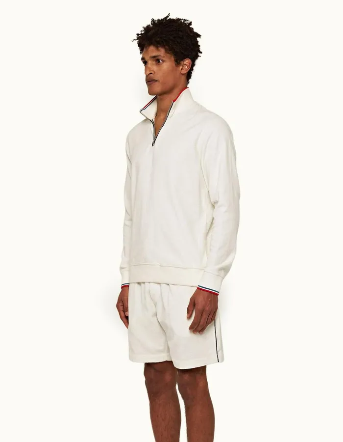 Men Orlebar Brown Sweats Afador Towelling White Sand