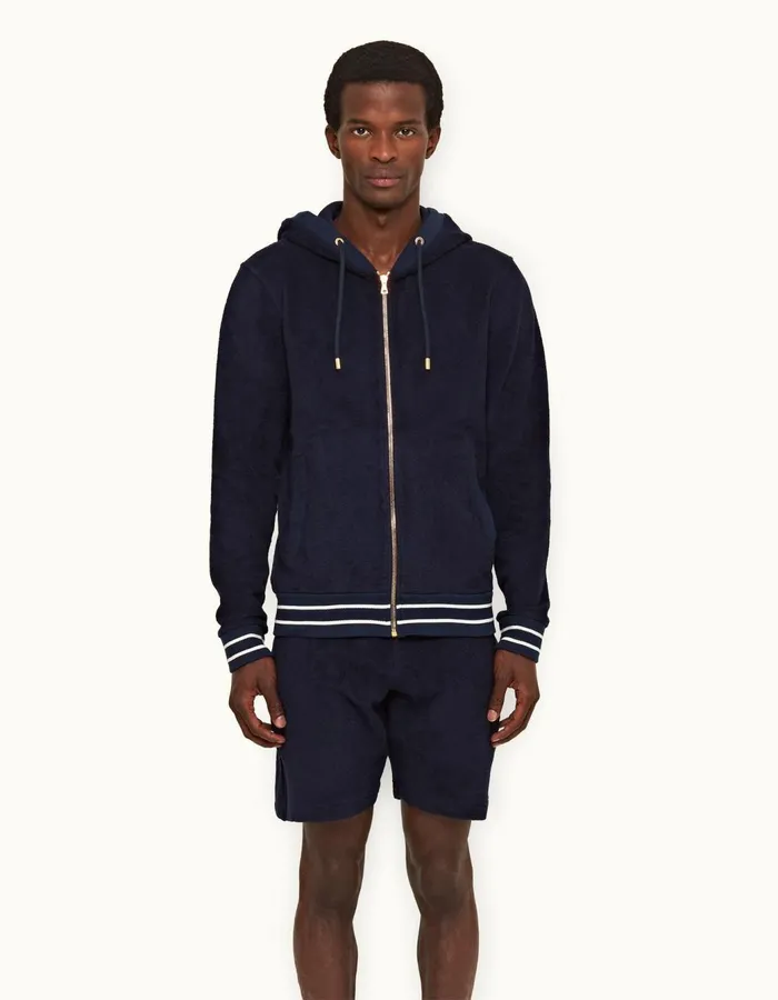 Men Orlebar Brown Sweats Mathers Towelling Navy