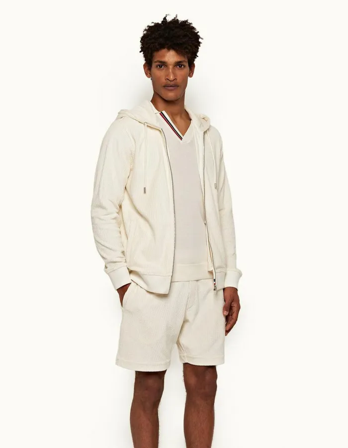Men Orlebar Brown Sweats Mathers Towelling White Sand