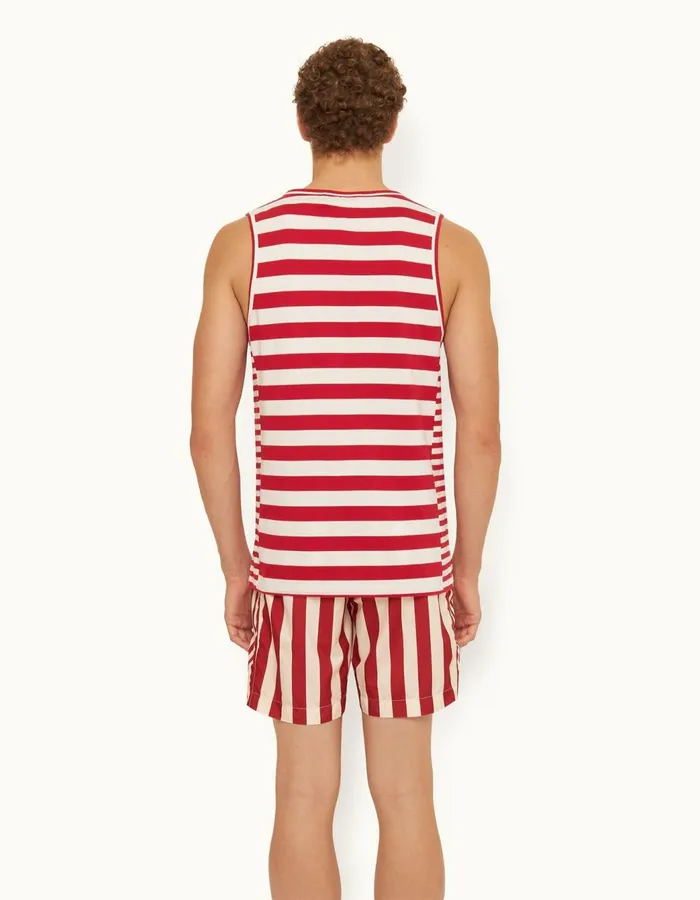 Men Orlebar Brown TShirts Cherbury Stripe Vermillion Men Orlebar Brown TShirts Cherbury Stripe Vermillion