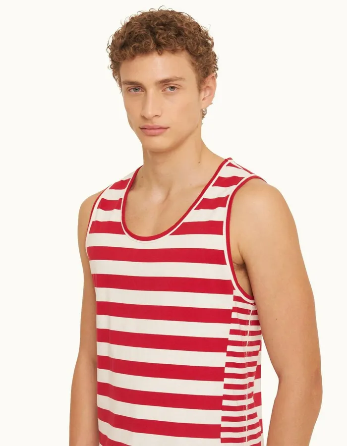 Men Orlebar Brown TShirts Cherbury Stripe Vermillion Men Orlebar Brown TShirts Cherbury Stripe Vermillion